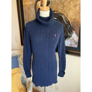 Women's Ralph Lauren Sport Cable Knit Sweater, M, Navy